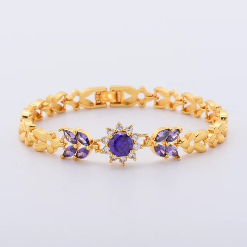 GELANG ZIRKON UNGU BERLAPIS EMAS GELANG MODIS KEKINIAN