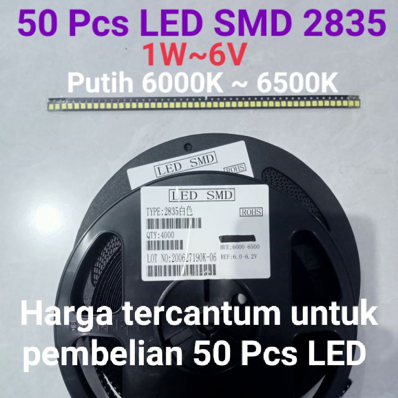 LED SMD 2835 - 6V - isi 50 (limapuluh) Pcs - ISTIMEWA TERANGNYA