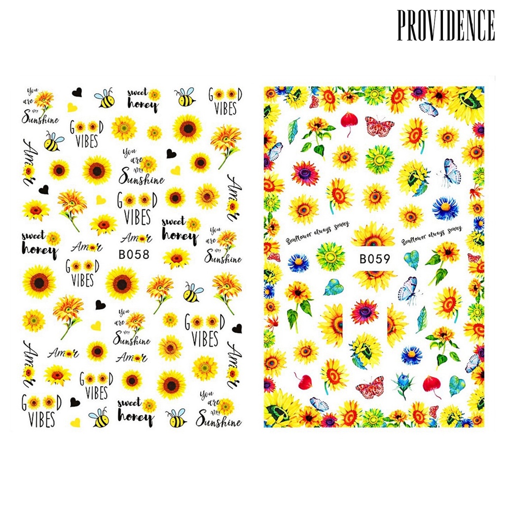 Providence 12Pcs/Set Nail Stickers Sunflower Shape Vivid Images Mini Blossom Floral Nail Art Water Decals for Female