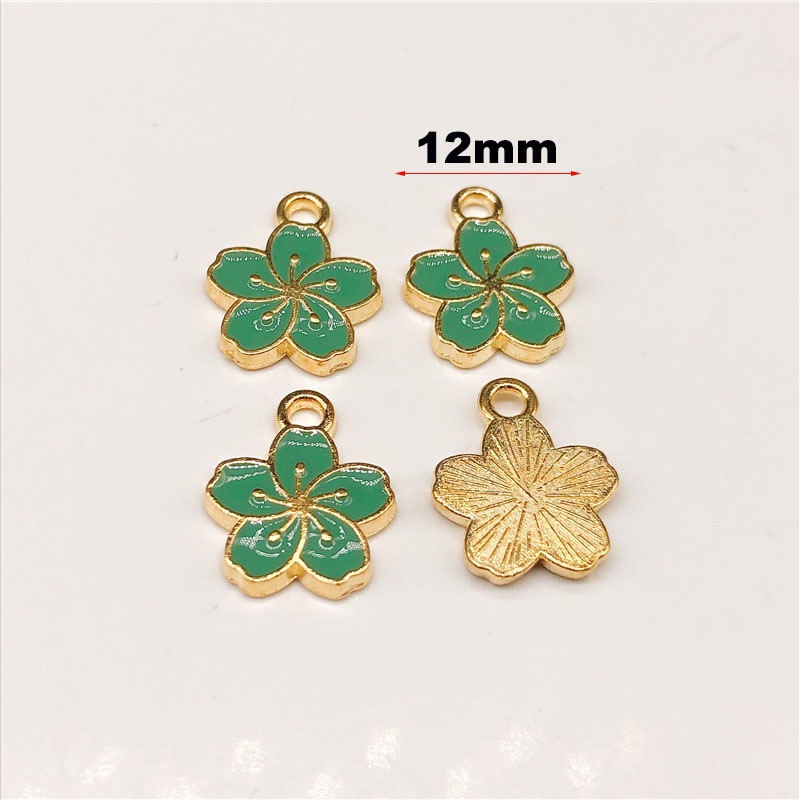 4pcs Liontin Bunga Enamel Charms Dripping Oil Charmping DIY Untuk Membuat Perhiasan