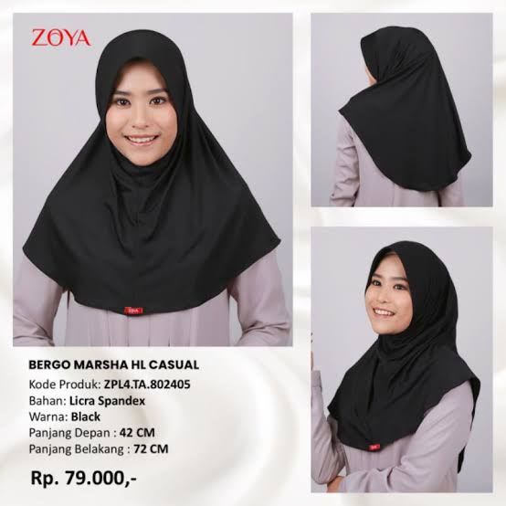 BERGO ZOYA MARSHA HL CASUAL HEIQ JILBAB INSTAN POLOS
