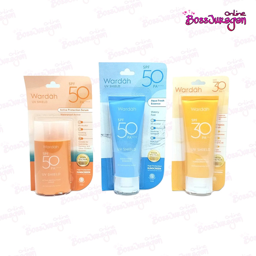 (BOSS) (BPOM) WARDAH UV SHIELD Aqua Fresh SPF 50++/Active Protection SPF 50++/Essential Sunscreen SPF 30++