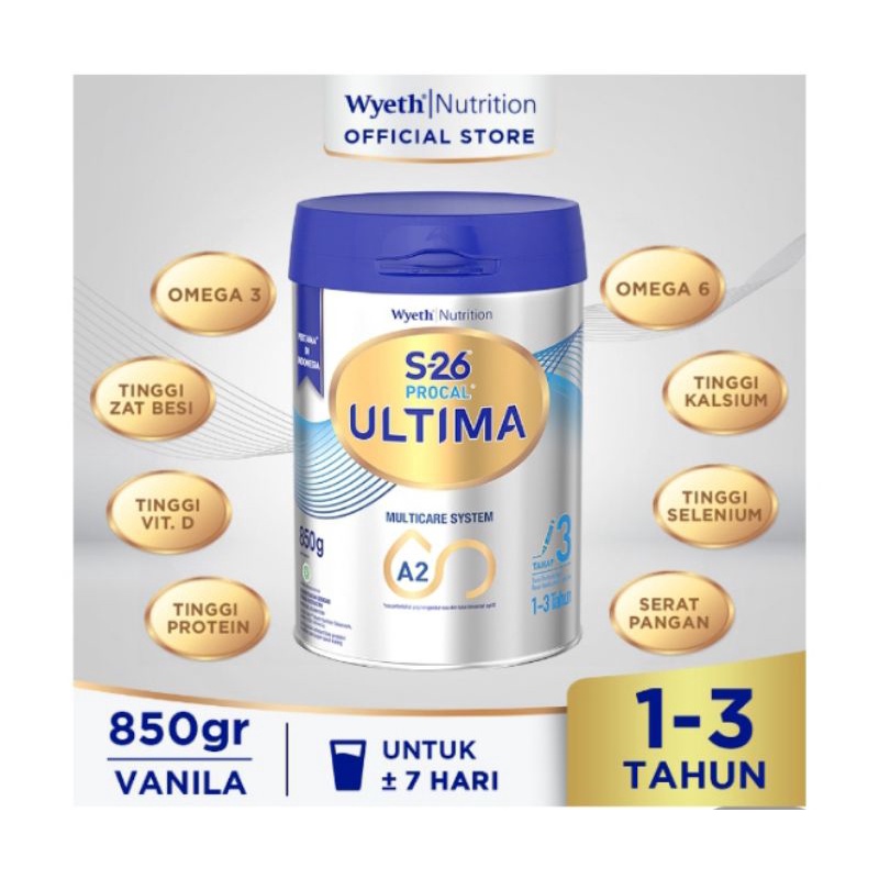 S 26 Procal Ultima Vanila tahap 3 850g 1-3Tahun S26