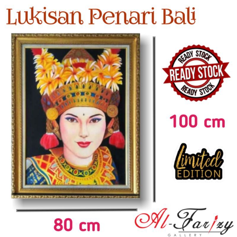 Lukisan Penari Bali Unik Minimalis Kanvas Ukuran 100x80 cm lengkap dengan frem