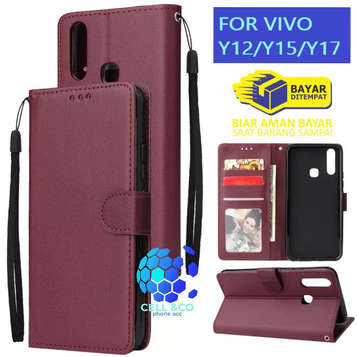 Flip cover VIVO Y12 Y15 Y17 Flip case buka tutup kesing hp casing flip case leather wallet