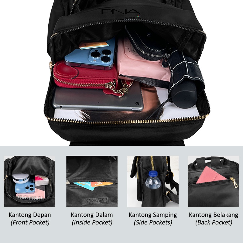 Peonia PNA YUJIN Water Resistant Ransel Korea Tas Wanita Punggung Import Kantor Kerja Sekolah Kuliah Outdoor Trendy Fashion Style Travel Casual Backpack Anak Remaja Perempuan Selempang Cewek Bag-3