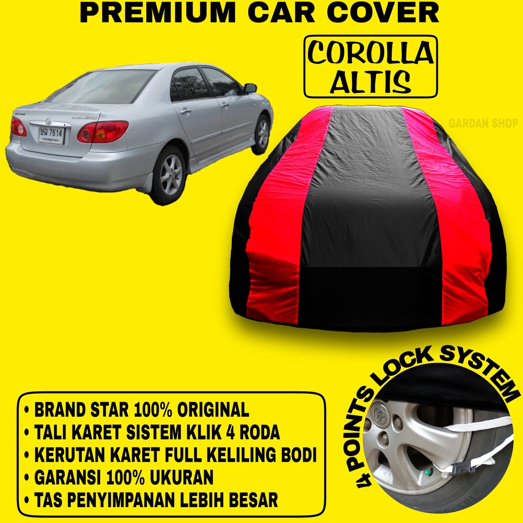 Body Cover COROLLA ALTIS Sarung Strip MERAH Penutup Pelindung Bodi Mobil Corolla Altis Waterproof PREMIUM