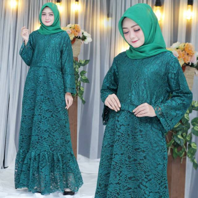 (DIJAMIN REAL PICT )GAMIS BRUKAT LACE