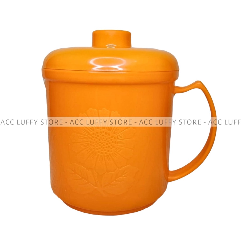 2 PCS Mug Tutup ukuran  500 ML - Cangkir Besar Plastik - Gelas Plastik - Mug Tutup Plastik