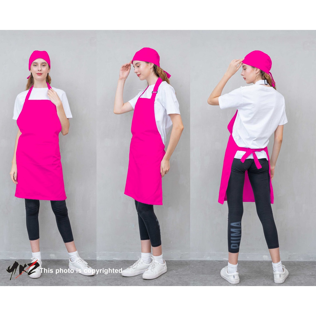apron barista polos pink fusia/ celemek barista/apron masak /celemek masak/apron celemek waiters res