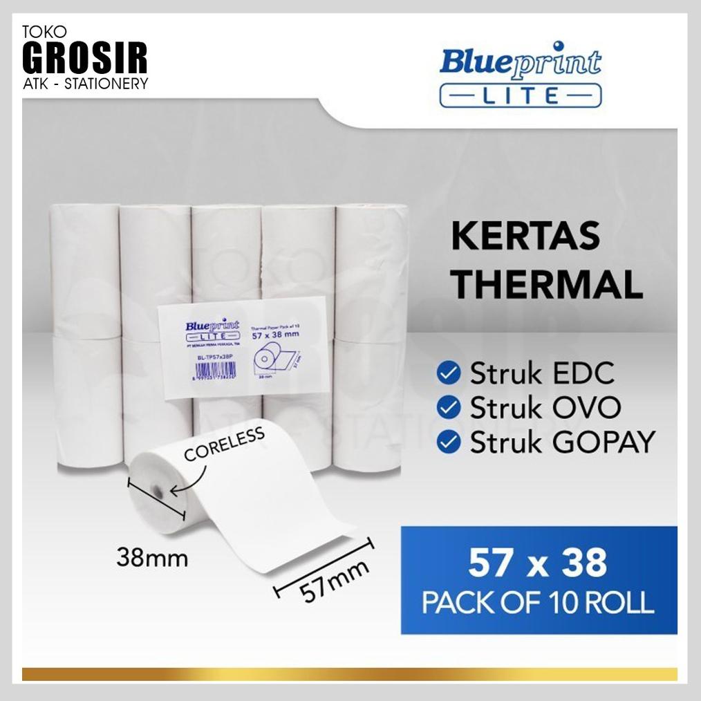 

((BISA COD)) 57X38 (1 PACK) KERTAS KASIR STRUK KERTAS THERMAL TERMAL EDC BRI PPOB BP LITE 57MM CORELESS 58x40