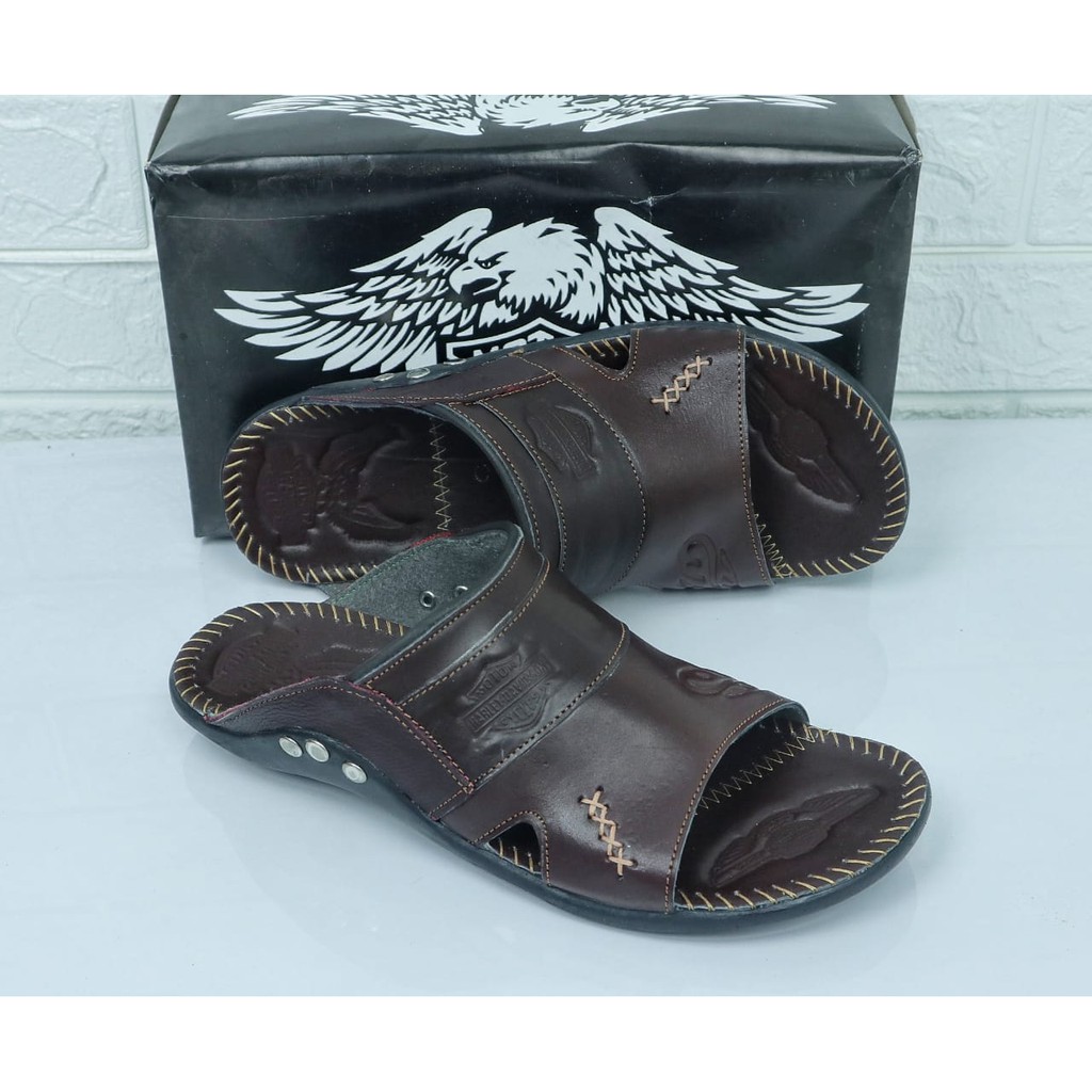 kulit asli Sandal pria kulit harley davison ban 2 bridgeslopv sandal casual formal pria hangout s017