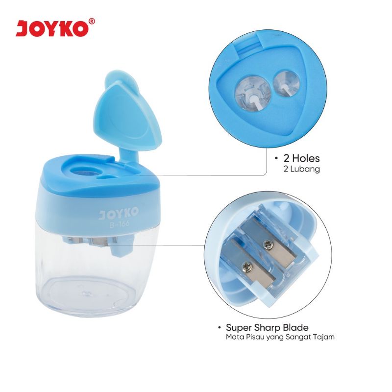 Rautan Serutan JOYKO Sharpener 2 in 1 B-166 Untuk Pensil dan Crayon