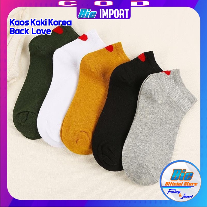 Kaos Kaki Korea Motif Black Love Impor Best Seller