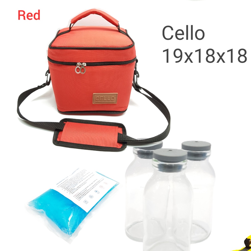 (TAS+3BTL+1 GEL ) CELLO Cooler Bag 19X18X18 CM / TAS PERLENGKAPAN BAYI / TAS BAYI