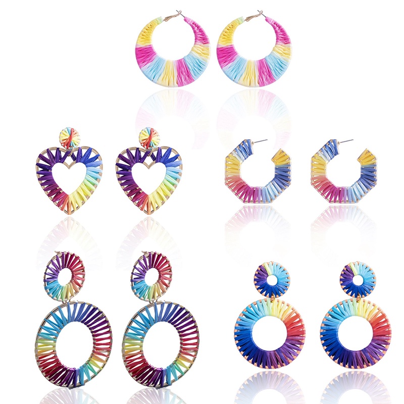 Anting Kait Gantung Wanita Desain Hati Besar Gaya Bohemian Handmade Untuk Musim Panas