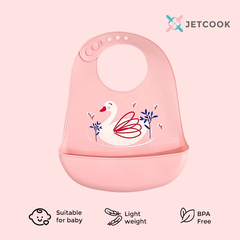 JetCook Baby Bib Premium Quality / Celemek Makan Bayi / Baby Bib Slaber Burb Bahan Tebal dengan Kantung Anti Tumpah BPA Free