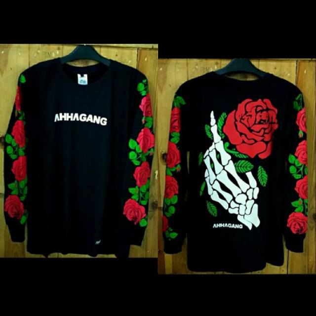 Kaos ahha gang flowers / kaos longsleeve ahha rose