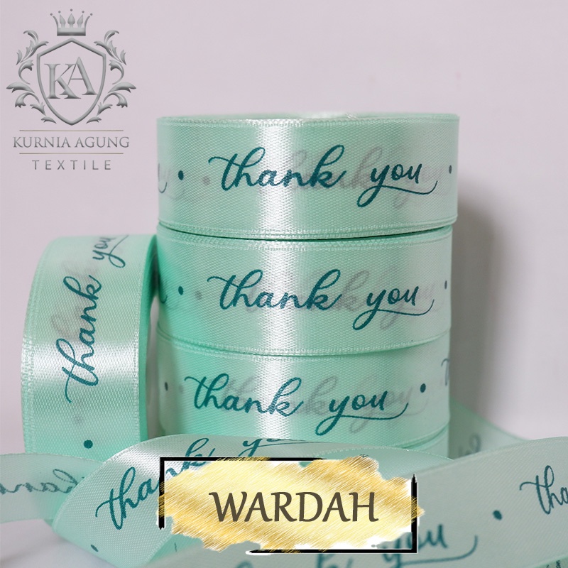 Pita THANK YOU 1 Meter Ukuran 1 Inch / 2.5cm Pita kado  Souvenir Hampers Ultah kue dan bunga bucket