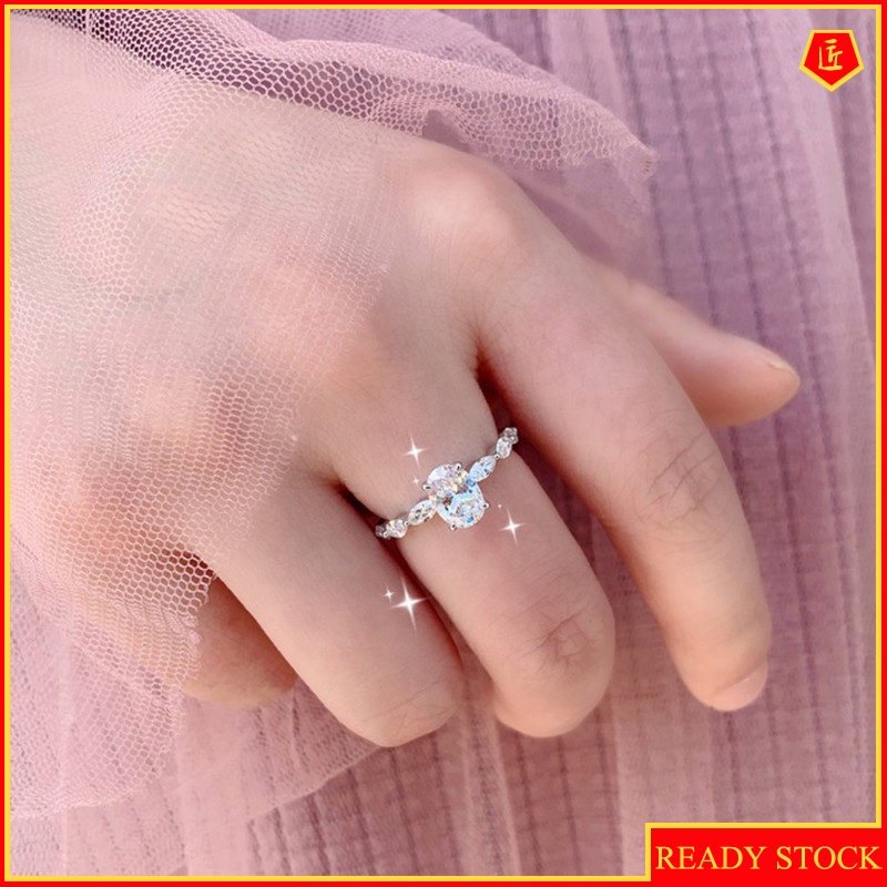 [Ready Stock]Women's Elegant Simple Moissanite Diamond Ring