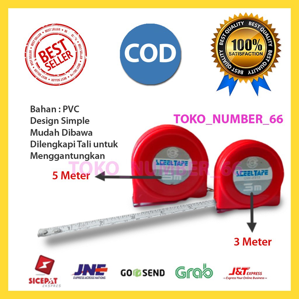 METERAN TUKANG BANGUNAN ROLL 3M 5 M KUALITAS BAGUS