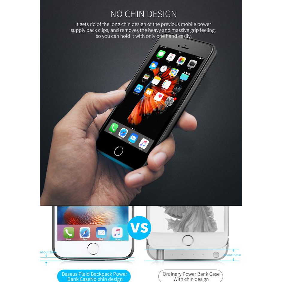 BASEUS Power Case/Powerbank for Iphone 7 Plus (3650mAh) - Putih