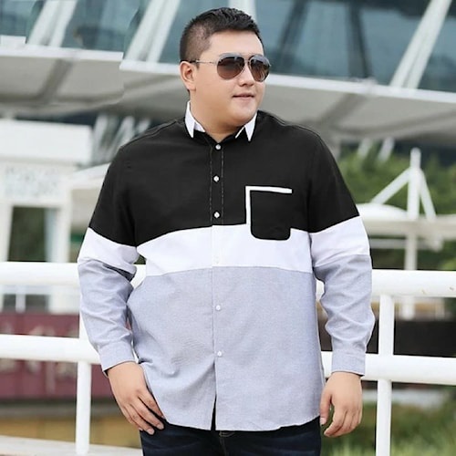 Diskon  Baju Kemeja Pria Jumbo / Kemeja Pria Lengan Panjang / Kemeja Kerja Pria / Kemeja Kasual Casu