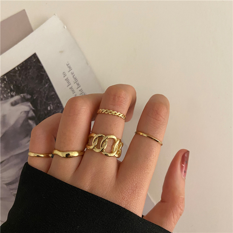 Hi/ Gold Fashion Ring Set Elegant Luxury Simple Geometry Jewerly Women Fashion Accessories Gift