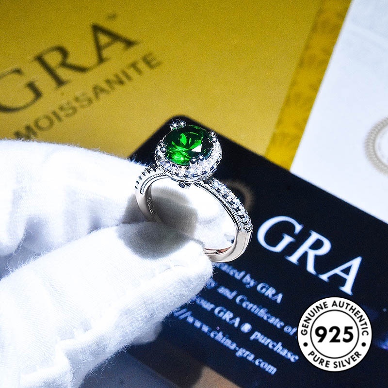 Cincin Inlaid Emerald Rose Gold Plated S925 Silver Gaya Elegan Untuk Wanita