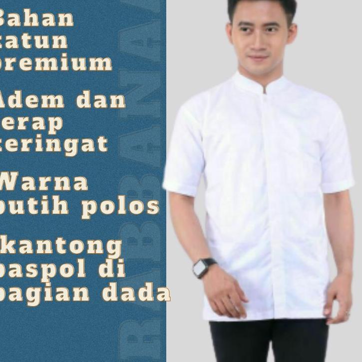 BAJU KOKO HABAIB PUTIH POLOS LENGAN PENDEK