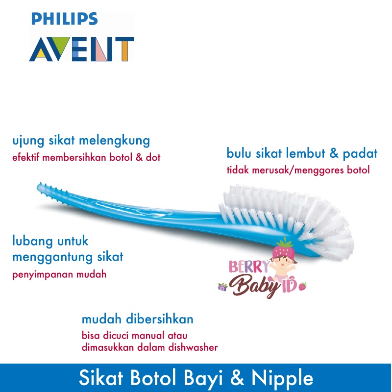 Philips Avent Sikat Botol Susu Bayi &amp; Dot - Bottle &amp; Nipple Teat Brush Berry Mart