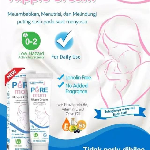 [Harga Promo] PURE MOM Nipple Cream 15g Puting Anti Lecet Purebaby