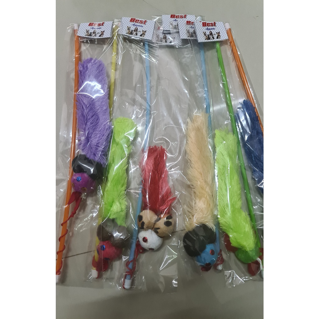 Mainan Kucing  Tongkat Stick dengan Bola / boneka