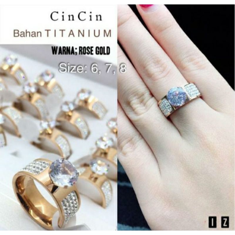 Cincin Titanium Wanita Full diamond Rose Gold CT30 LN