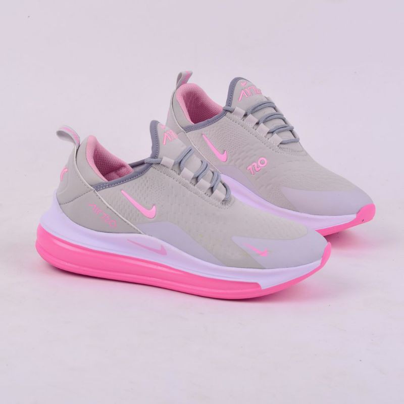 sepatu sneakers olahraga wanita 720  lari running jalan senam zumba cewek-Abu pink
