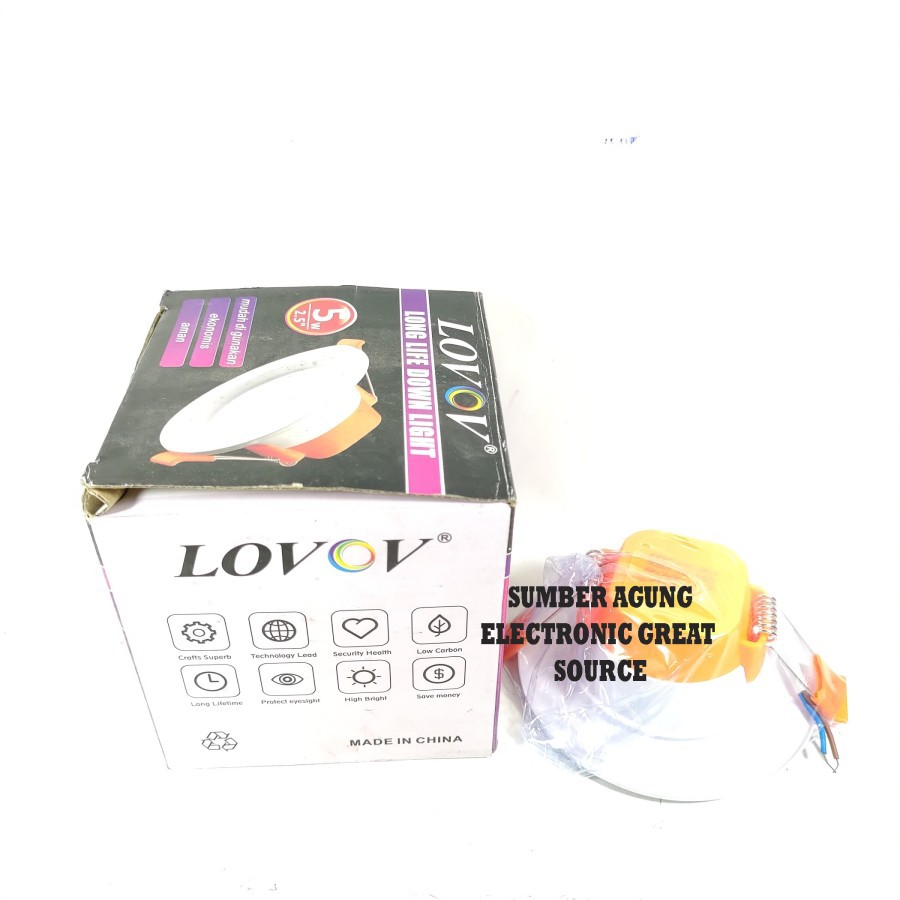 Lovov Downlight LED Panel 5W Cahaya Kuning 450LM Yellow Warm White