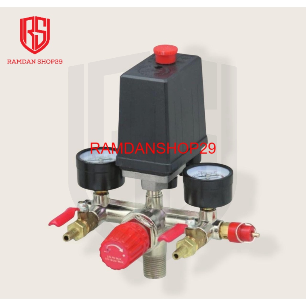 Otomatis Kompresor Set & Kran & Safety Valve & Regulator & Manometer