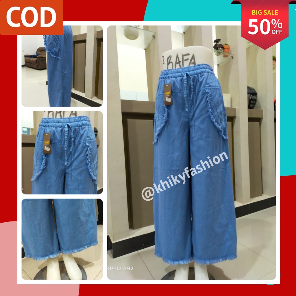 Celana Kulot Jeans Rawis Kulot Jeans Sobek Wanita