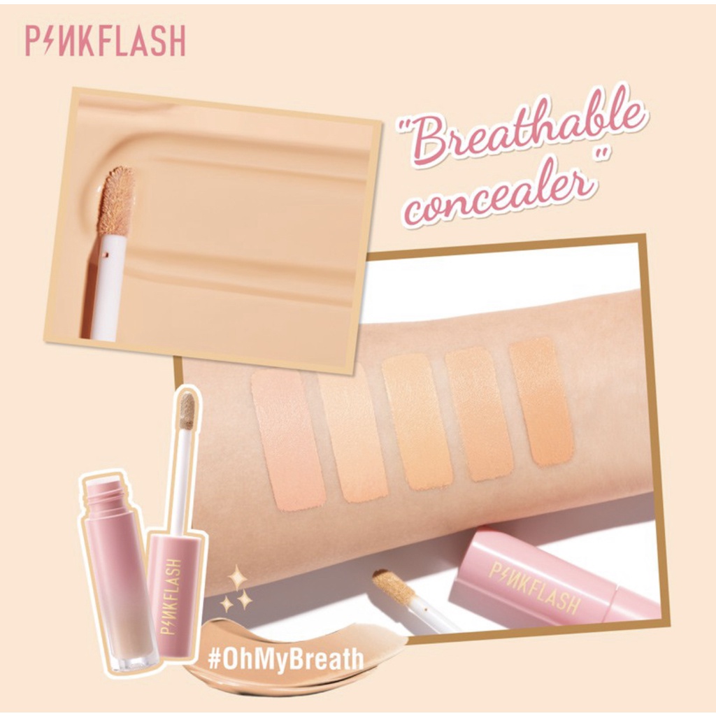 PINKFLASH OhMyBreath Breathable Liquid Concealer Tahan Lama Matte 5 Colors PINK FLASH