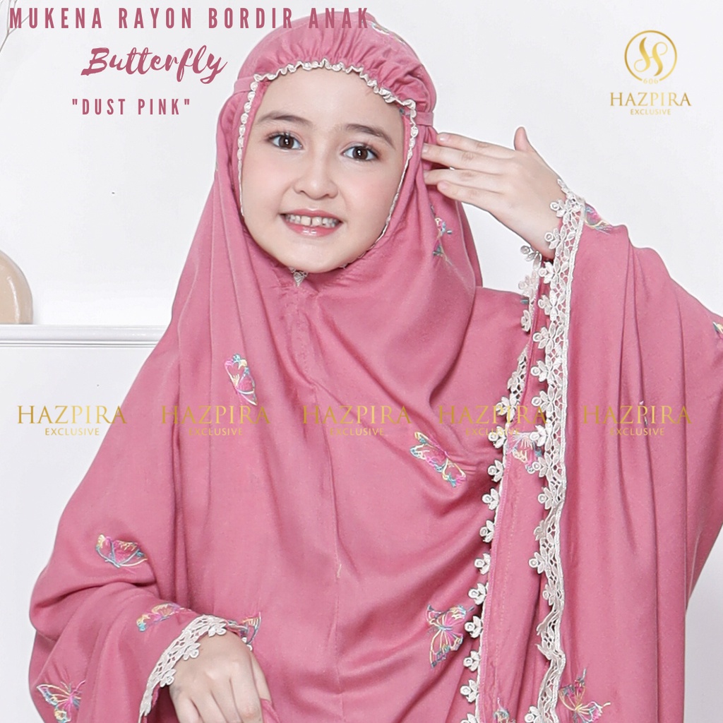 MUKENA ANAK RAYON BORDIR KUPU-KUPU BUTTERFLY 5 - 15 TAHUN