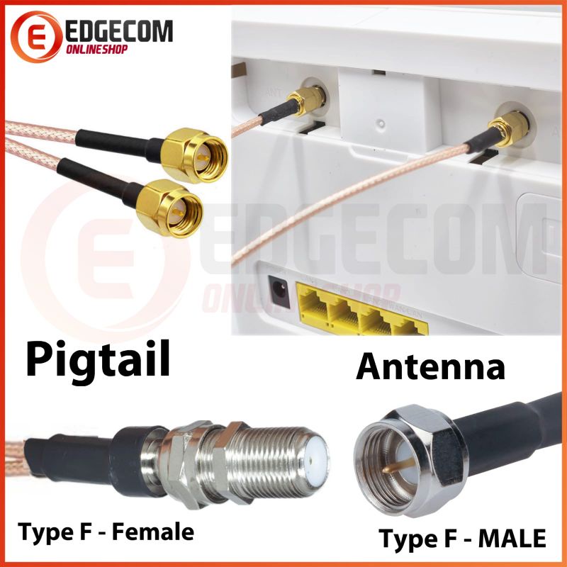 Pigtail Modem Router B315, Orbit Pro, B525, B310 F Female to SMA Male (Pin Jarum) Dual Port