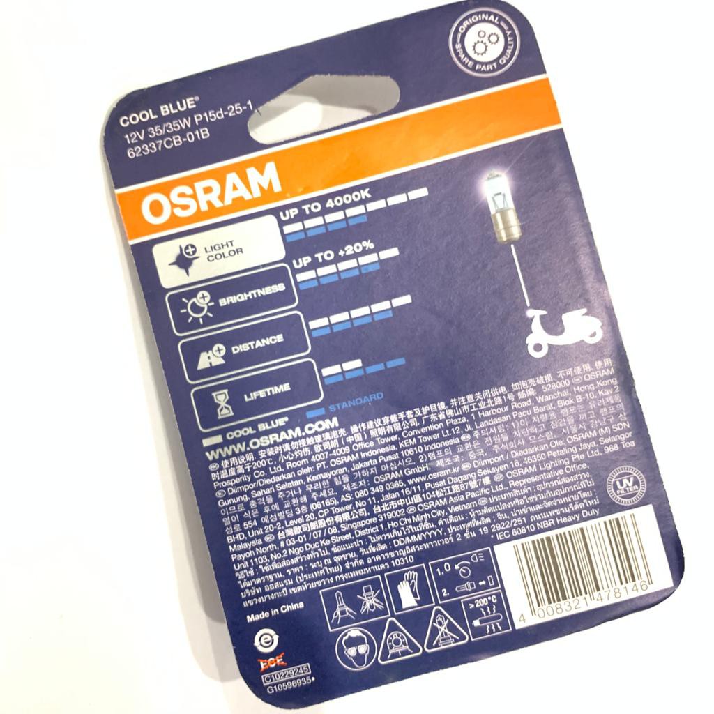 BOHLAM OSRAM COOL BLUE H6 KAKI 1 HALOGEN 35W AC DC HALOGEN ORIGINAL