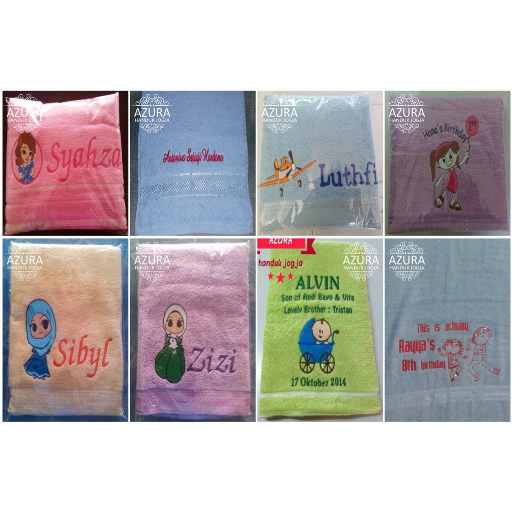 Kado Handuk Bordir Satuan Souvenir Handuk Bordir Nama Custom Handuk Bordir Tulisan & Gambar Handuk M