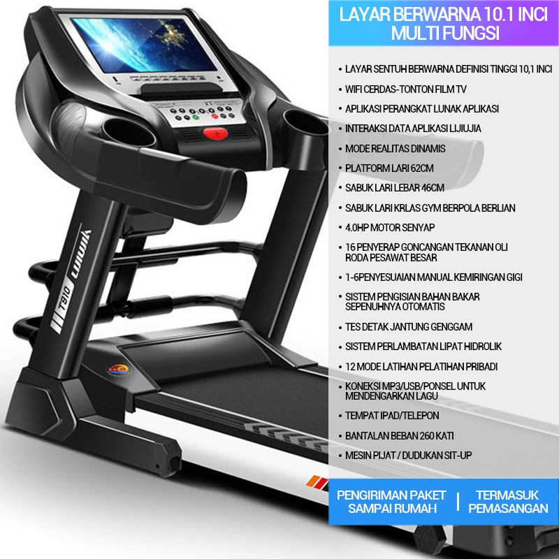 Sport Treadmill Elektrik Alat Olahraga Fitness Latihan Gym Equipment Running Machine Multifungsi