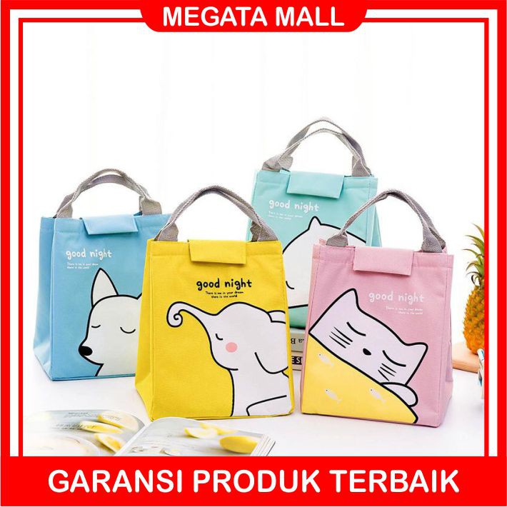 ♫ Megata ♫ A062 Tas Bekal Jumbo Animal Goodnight Organizer Bag Kotak Cooler Makanan Import