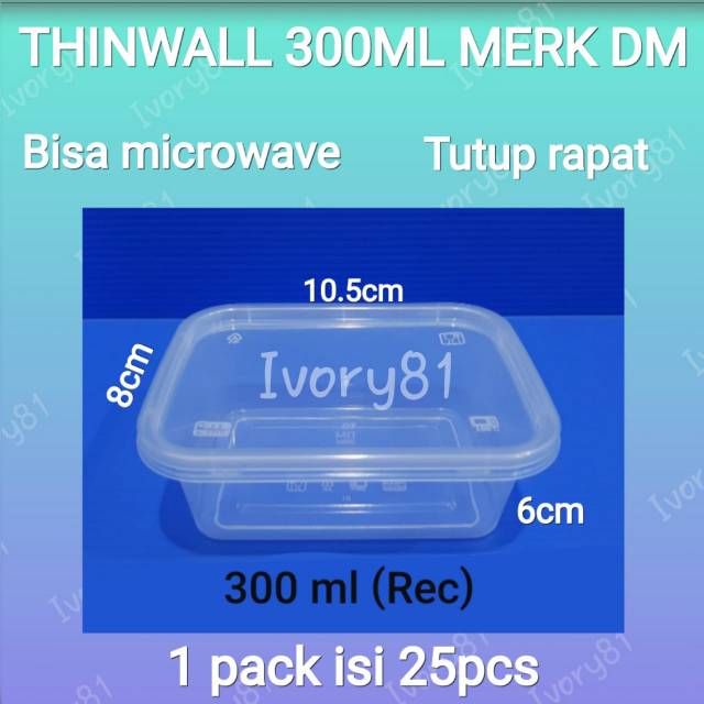 Thinwall food container 300ml kotak/Tempat penyimpanan makanan/Cup salad/Cup puding/ Dessert box