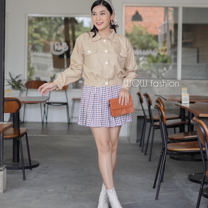 MEGGY CROP KEMEJA CROP LINEN PREMIUM WANITA