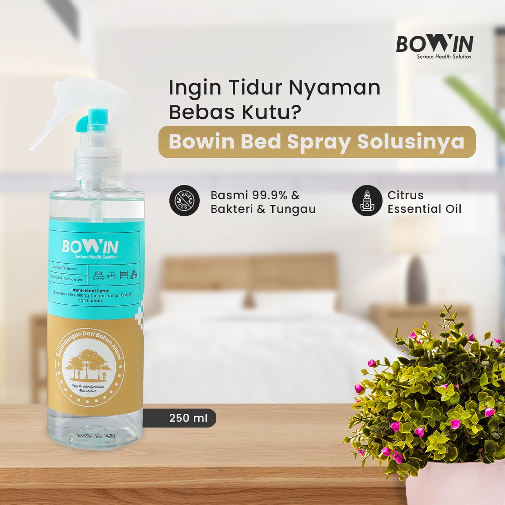 Bowin Bed &amp; Linen Spray 100% Organic Anti Tungau | Anti Bakteri, Kuman &amp; Virus | Essential Oil Aroma Therapy