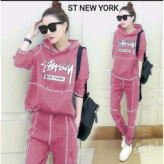 COD Baju Setelan Hoodie Joging Stelan Wanita Kekinian Terbaru 2021 Set Celana Jogging Olahraga Murah