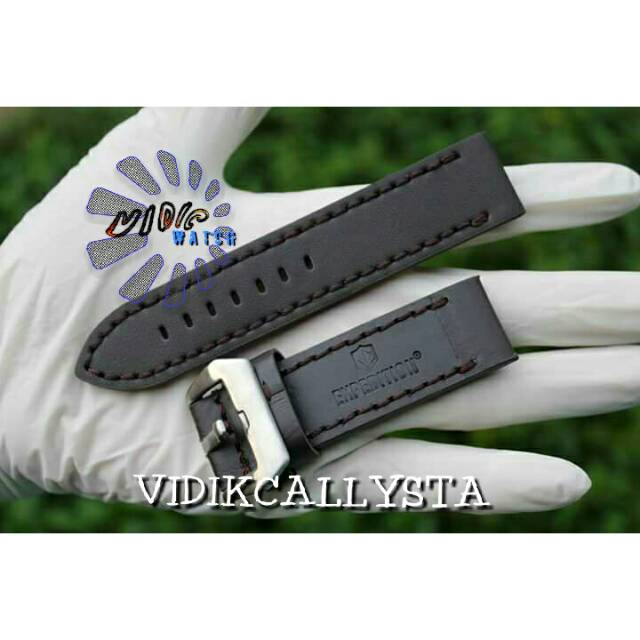 TALI KULIT KALEP EXPEDITION LOGO 24 MM COKLAT TUA BUCKLE SILVER